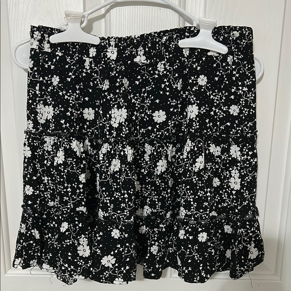 Cynthia Rowley Black and White Floral Mini Skirt